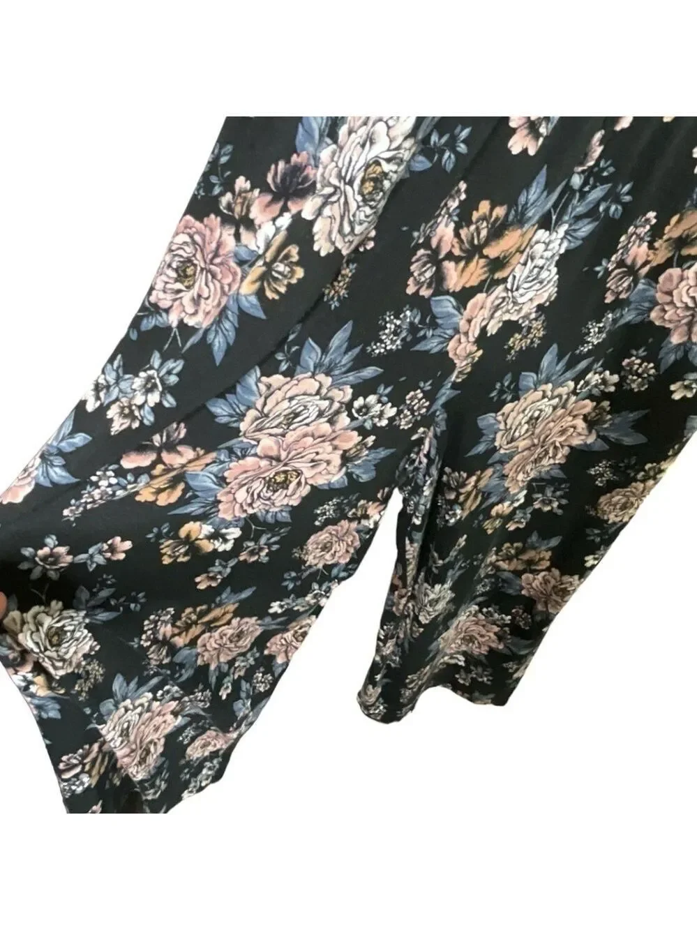 AMERICAN EAGLE OUTFITTERS Floral Jumpsuit Stretch Jersey Knit Wide Leg US Sz S - Picture 5 of 11